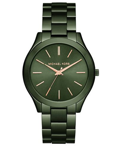 michael kors oversized slim runway olive-tone watch|Michael Kors black men's watch.